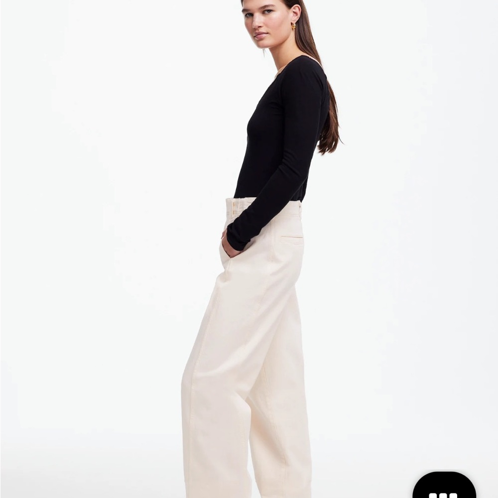 New Madewell Tapered Denim Trousers in vintage ivory size 28(missing button) - Picture 2 of 7